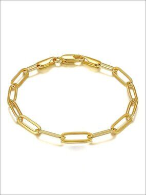 18K Yellow Gold Paperclip Chain Bracelet Link 6.5-9in Unisex